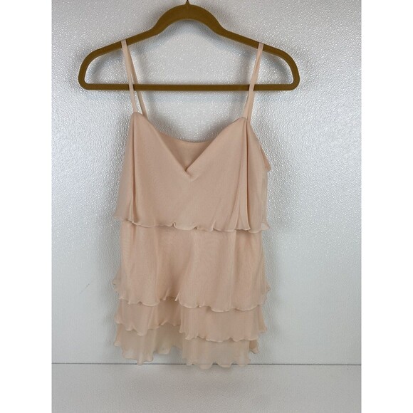 Dana Buchman Womens' Silk Sleeveless Layered Drapey Feminine Flowy Peach Top 10 - Picture 2 of 11